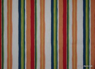 Orange Navy Red Green Cream Stripes Cotton Duck Curtain Valance NEW