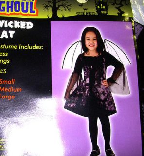 Wicked Bat Girl Dress Wings Child Costume S 4 6 NWT