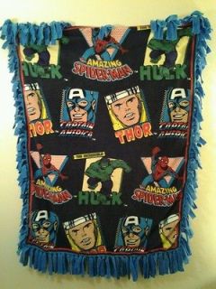 Hulk, Spiderman, Thor, Captain America Fleece Throw Blanket Handmade