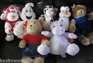 Lot 7 Build a Bear Workshop BABW Penguin Dog Hippo Bear Ghost Pink Red