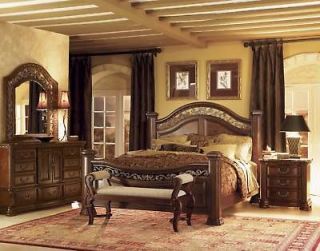 Granada Cherry King Size Wood Mansion Bed Bedroom Furniture NEW