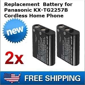 New Replacement Battery For Panasonic KX TG2257B Cordless Home  2 Pack