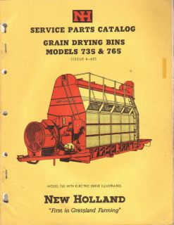 New Holland 735 765 Grain Drying Bins Parts Catalog Manual