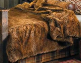 Plush Rugged Faux Fur Wolf Coyote Bed Throw Blanket Comforter Spread