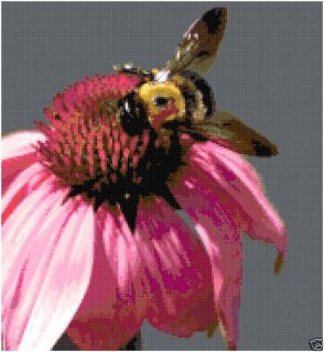 Bumblebee Bee on a Flower Counted Cross Stitch Pattern