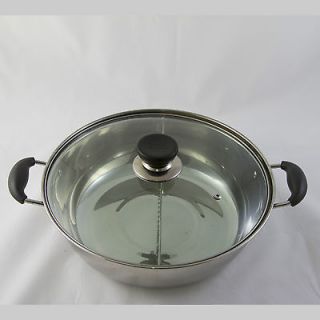 30cm Stainless Steel Twin Hot Pot With Lid   For Induction/Gas