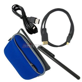 Usb Cable Stylus Pen Blue Mini Sleeve Blue Bag for Blackberry Playbook