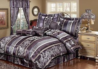 Newly listed 11 Piece Queen Amethyst Jacquard Bed in a Bag Set Purple