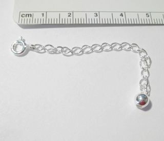 Sterling Silver 7.5 cm or 2.75 with Ball Extension Chain with clasp