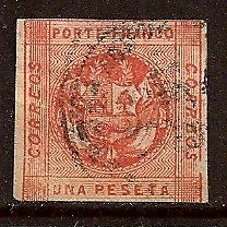 PERU 1858 COAT OF ARMS SC # 4 USED