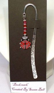 VERY CUTE LADY BUG BOOK MARK WITH SPARKLY BEADS   GREAT GIFT IDEA