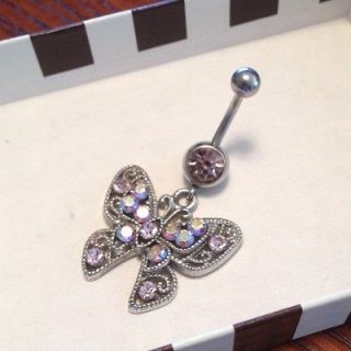 Sparkly Butterfly Belly Button Ring