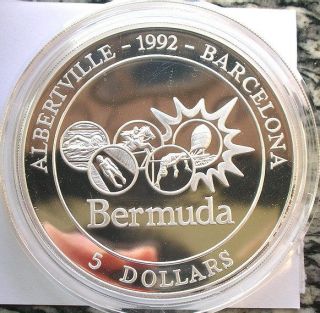 Bermuda 1992 Olympics 5 Dollars 5oz Silver Coin,Proof