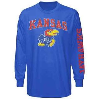Kansas Jayhawks Big Arch & Logo Long Sleeve T Shirt   Royal Blue