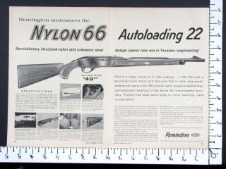 1959 REMINGTON 2 Page debut New 22 NYLON 66 Autoloading Rifle magazine