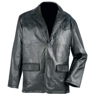 Genuine Leather Western Sport Style Jacket With Faux Snake Skin Trim