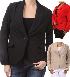 New Womans Plus Size Trendy Single Button Jacket Blazer 5 Color