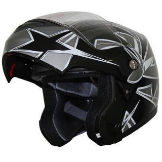 DOT Modular Flip Up Sports Motorcycle Helmets Star 235 Black