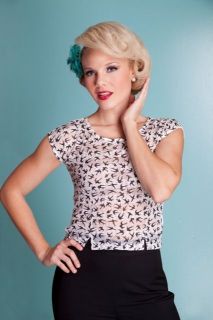 Bettie Page Clothing Sparrow Top in White