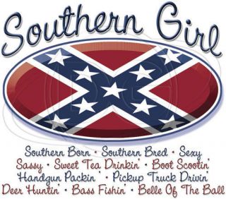 Southern Girl Rebel Confederate Flag Belle Redneck Rose Sassy Chick