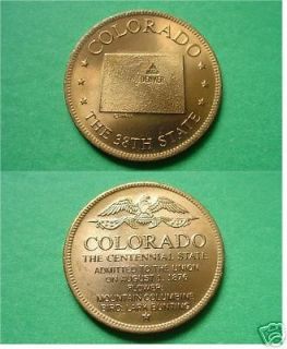 Colorado   Beautiful Bronze State Coin, Uncirculated