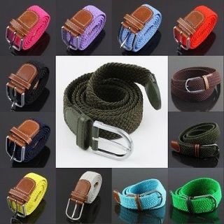Casual PU Leather Stretch Elastic Weave Belt Buckle Girdle Waistband