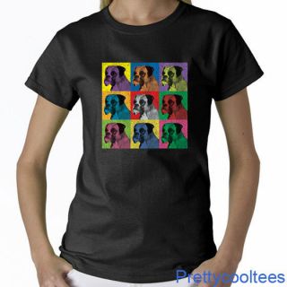 Boxer Dog Pop Art Vintage Wash Women Ladies T Shirt Tee
