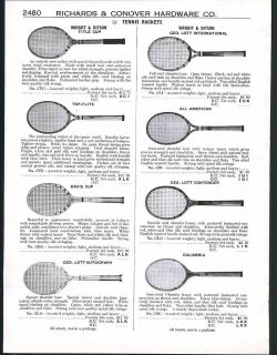 1937 Ad Wright & Ditson Tennis Rackets Title Cup Davis George Lott