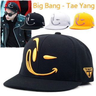  Fash ion Smile Flat Bill Caps Hip Hop Kpop Big Bang Tae Yang Ballcap
