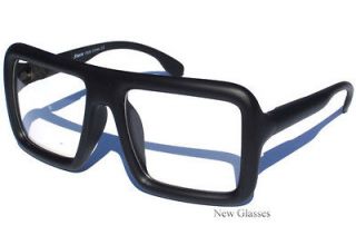 BIG LARGE Flat Top Thick Bold Black Clear Lens Glasses Square Frame