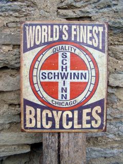Vintage Antique Style Schwinn Bicycle Sign Retro Bike Ad Wall Decor