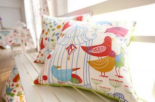 Colorful Bird Birdcage Throw Pillow Case Decor Cushion Cover Square 18