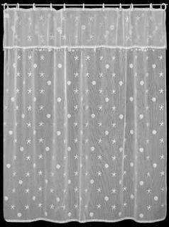 Heritage Lace White SAND SHELL Shower Curtain with Attached Valance