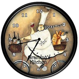 Personalized French Chef Bistro Kitchen Wall Clock