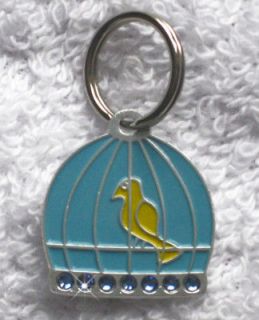 Custom Engraved Pet/Cat/Dog ID Bling Tag   Bird Cage ♥