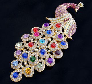 Swarovski Crystal Peacock Brooch 4colors Wedding Accessories XZ003
