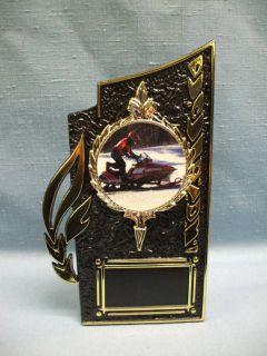 Stand tall full color SNOWMOBILE Award trophy black