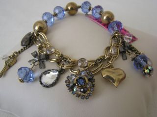 Betsey Johnson Iconic Collection Blue Crystal Stretch Bracelet
