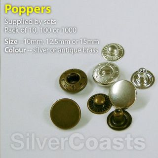 10, 100, 1000, Poppers Snap fastener Press stud Sewing Leather craft