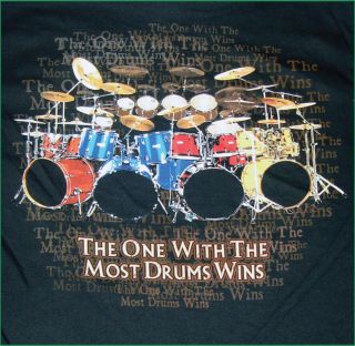 THE ONE WITH THE MOST DRUMS WINS MUSIC FUN T SHIRT