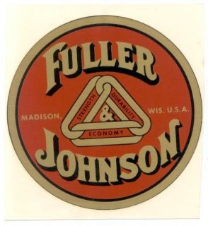Hit & Miss Gas Engine FULLER JOHNSON CO. MADISON WISCONSIN ADVERTISING