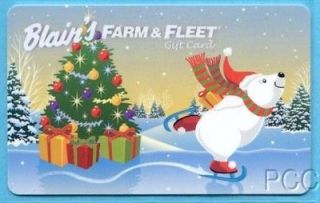 BLAINS FARM & FLEET Ice Skating Polar Bear 2011 Gift Card