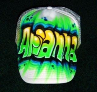 Airbrush White Trucker Hat With Block Style Personalized Name Trucker