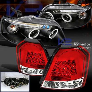 08 AVEO/AVEO5 HATCHBACK PROJECTOR HEADLIGHTS BLACK+LED TAIL LAMPS RED