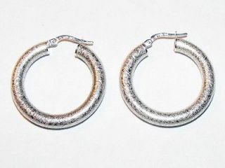 14k Gold Hoop Earrings UNOAERRE Italian Large 1 1/8 x 4mm, Uno A Erre