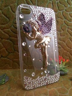 3D LITTLE FAIRY TINKERBELL PURPLE BLING IPHONE 4/4S HARD CASE COVER