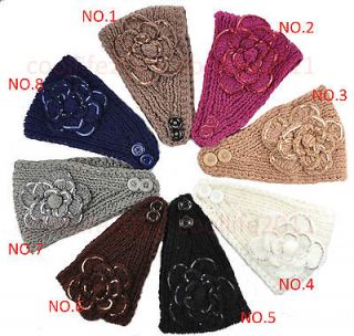 Cotton Big size Stylish Winter Flower Crochet Knit Headwrap Headband