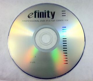 Pack 16X efinity Logo DVD R DVDR Blank Storage Media Disc 4.7GB 120Min