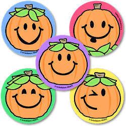 SMILEY FACE JACK O LANTERN S 15 LARGE STICKERS HALLOWEEN
