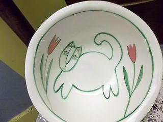 Large Ceramic bowl w/ CAT Image on inside of Bowl, HC on bottom